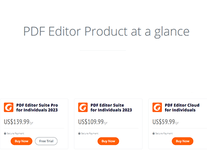Foxit PDF Editor's individual pricing plans