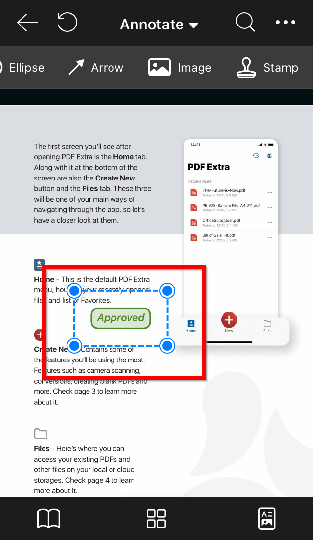 add a stamp to PDF Extra file iOS 6